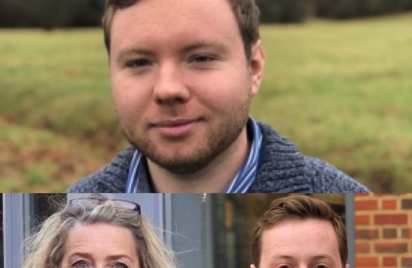 Cllrs. Drew Richardson, Caron Juggins and Ed Boulton (top, l, r)