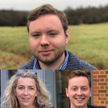 Cllrs. Drew Richardson, Caron Juggins and Ed Boulton (top, l, r)